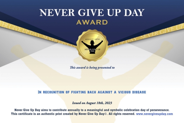Certificate In Recognition of Fighting bach Against a vicious Disease Certificate In Recognition of Fighting bach Against a vicious Disease