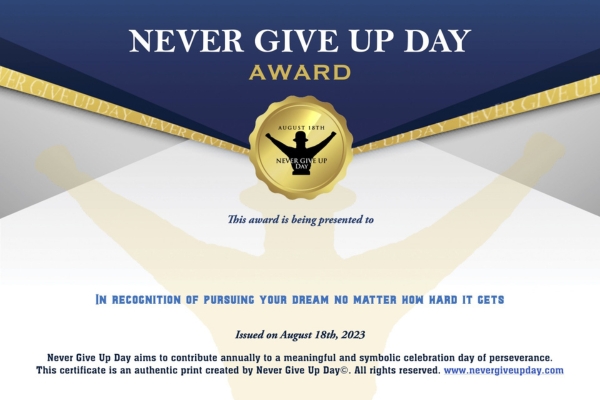 Certificate In Recognition of Pursuing Your Dream No Matter How Hard It Gets Certificate In Recognition of Pursuing Your Dream No Matter How Hard It Gets