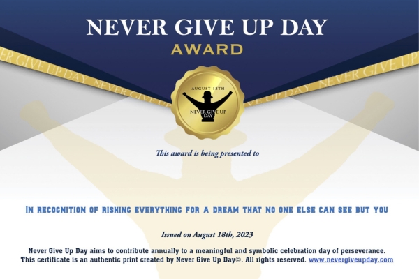 Certificate In Recognition of Rishing Everything For A Dream That No One Else Can See But You Certificate In Recognition of Rishing Everything For A Dream That No One Else Can See But You